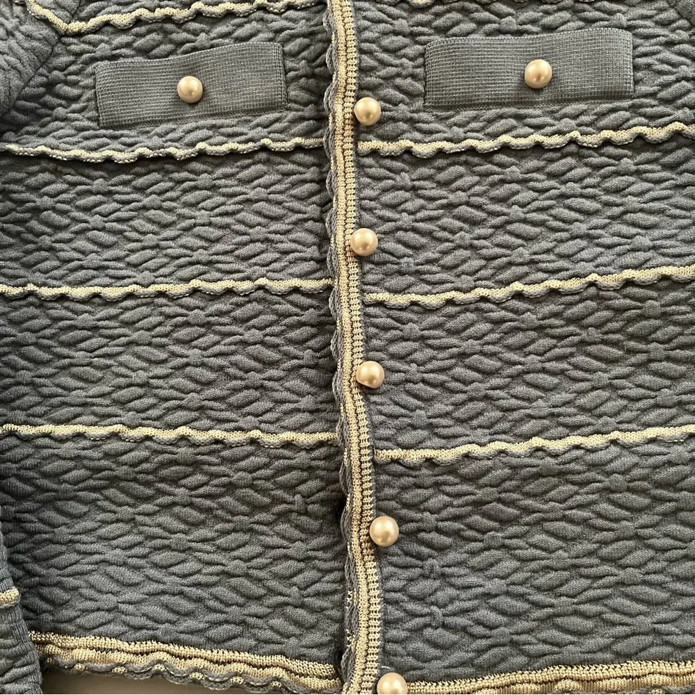 SOLD BNWT Sandro Infinity Cropped Cardigan Blue XS MSRP $295 - Picture 9 of 15